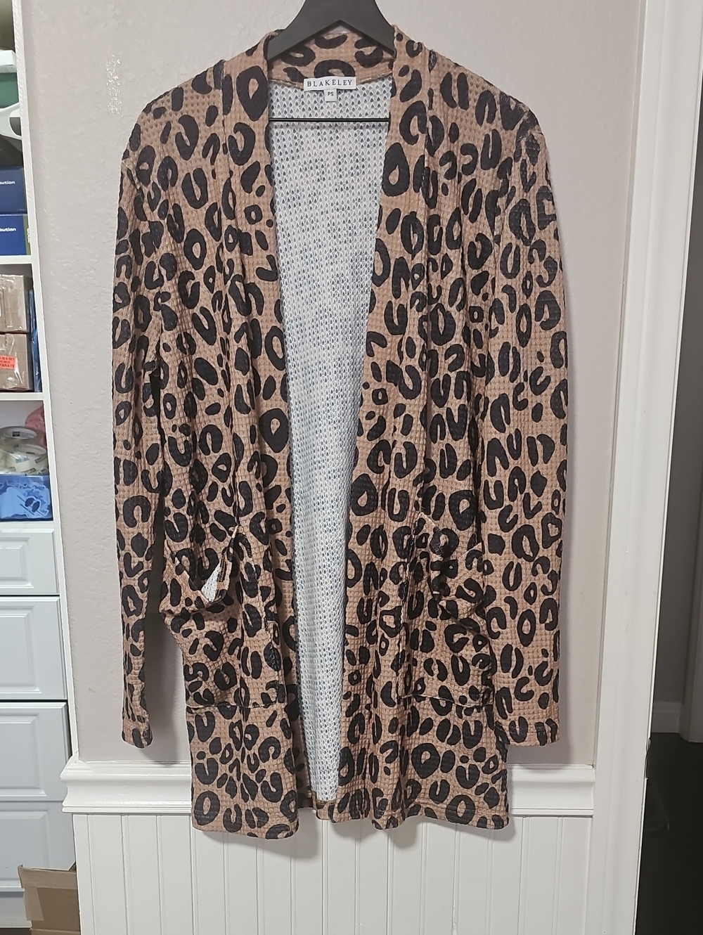 Blakeley Plus Size Open-Front Women's Waffle Fabric Sweater Cardigan